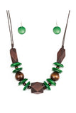 Pacific Paradise - Green Wood Paparazzi Necklace