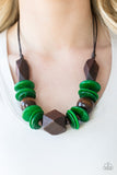 Pacific Paradise - Green Wood Paparazzi Necklace