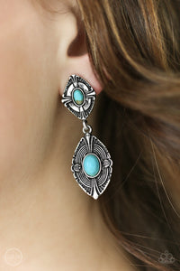 Painted Peaks-  Blue Clip-on Paparazzi Earrings