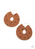 Palm Island - Brown Leather Paparazzi Earrings