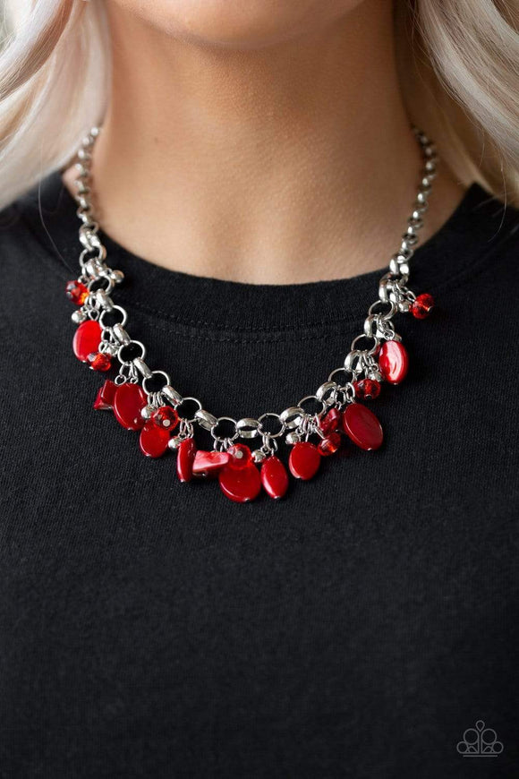 I Want to Sea the World - Red Paparazzi Necklace Set