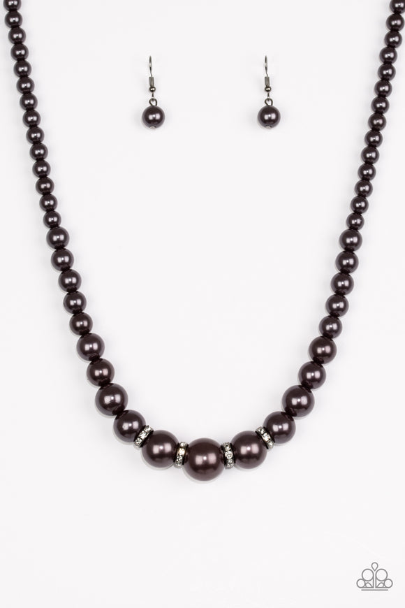 Party Pearls - Gunmetal Paparazzi Necklace