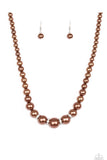 Party Pearls - Brown Paparazzi Necklace Set