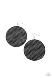 Plaited Plains - Black Leather Paparazzi Earrings