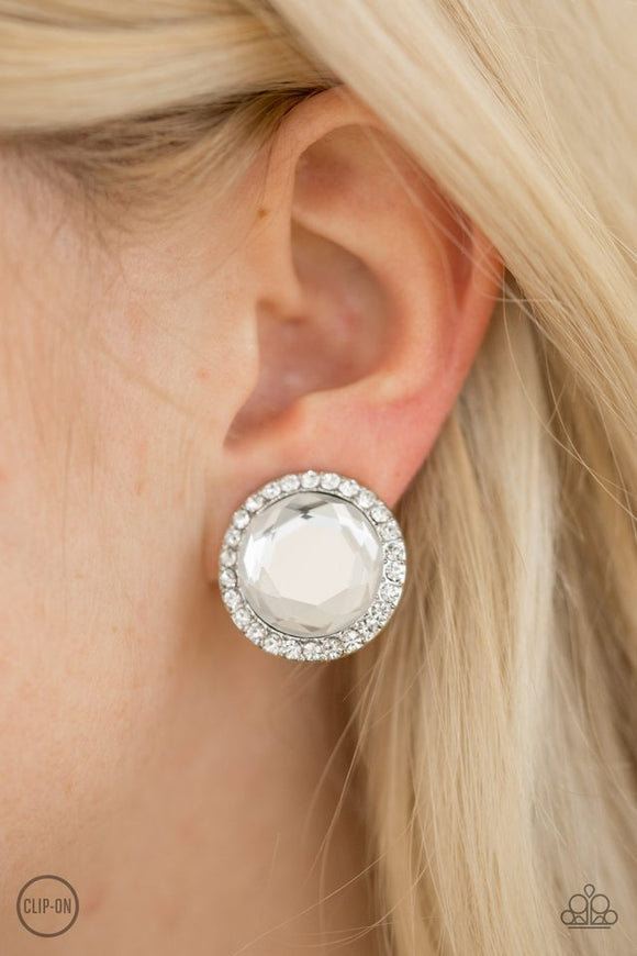 Positively Princess - Silver Clip-on Paparazzi Earrings