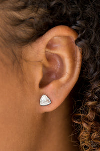 Precision Shine - White Bling Paparazzi Earrings