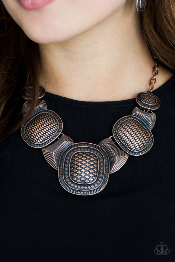 Prehistoric Powerhouse - Copper Paparazzi Necklace