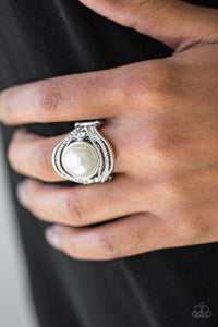 Quite Queen Mary - White Paparazzi Ring