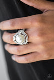 Quite Queen Mary - White Paparazzi Ring