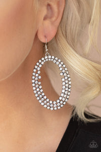 Radical Razzle - White Bling Paparazzi Earrings