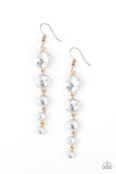 Raining Rhinestones - Gold Paparazzi Earrings