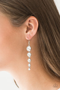 Raining Rhinestones - White Bling Paparazzi Earrings