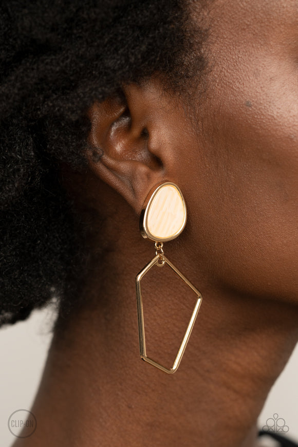 Retro Reverie - Gold Clip-on Paparazzi Earrings