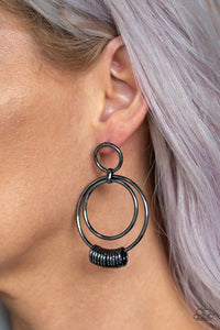 Retro Revolution - Black Paparazzi Earrings