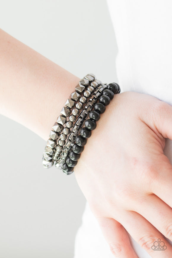 Retro Rocker - Black Gunmetal Paparazzi Bracelet