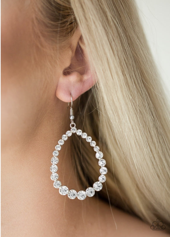 Rise And Sparkle - White Bling Paparazzi Earrings