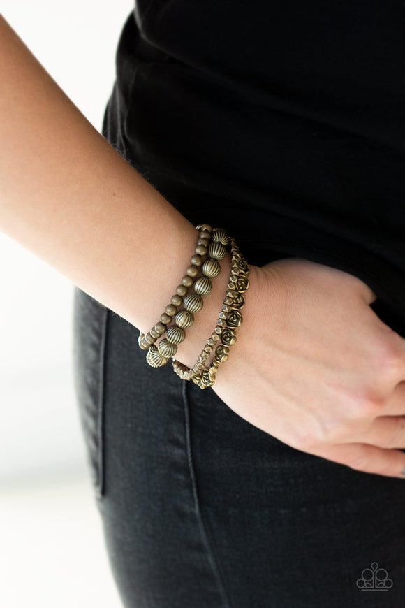 Rose Garden Gala - Brass Paparazzi Bracelet