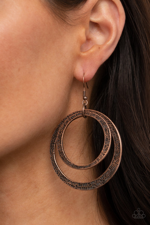 Rounded Out - Copper Paparazzi Earrings