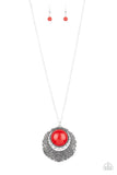 Medallion Meadow - Red Paparazzi Necklace