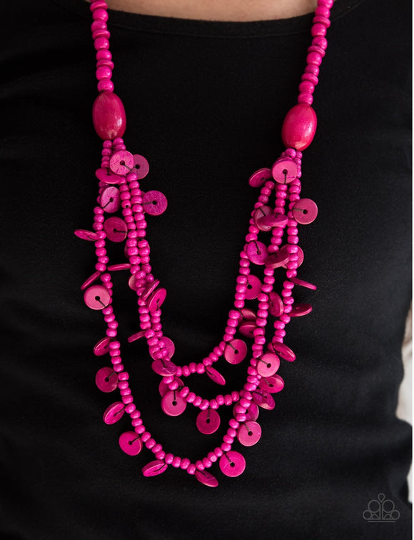 Safari Samba - Pink Wood Paparazzi Necklace