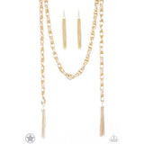 Scarfed for Attention - Blockbuster - Gold Paparazzi Necklace