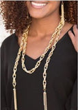 Scarfed for Attention - Blockbuster - Gold Paparazzi Necklace