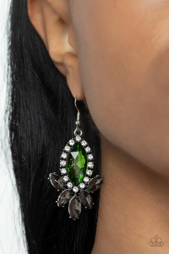 Serving Up Sparkle - Green Paparazzi Earrings