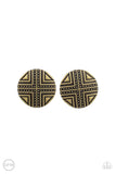 Shielded Shimmer - Brass Clip-on Paparazzi Earrings