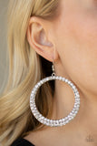 So Demanding - White Bling Paparazzi Earrings