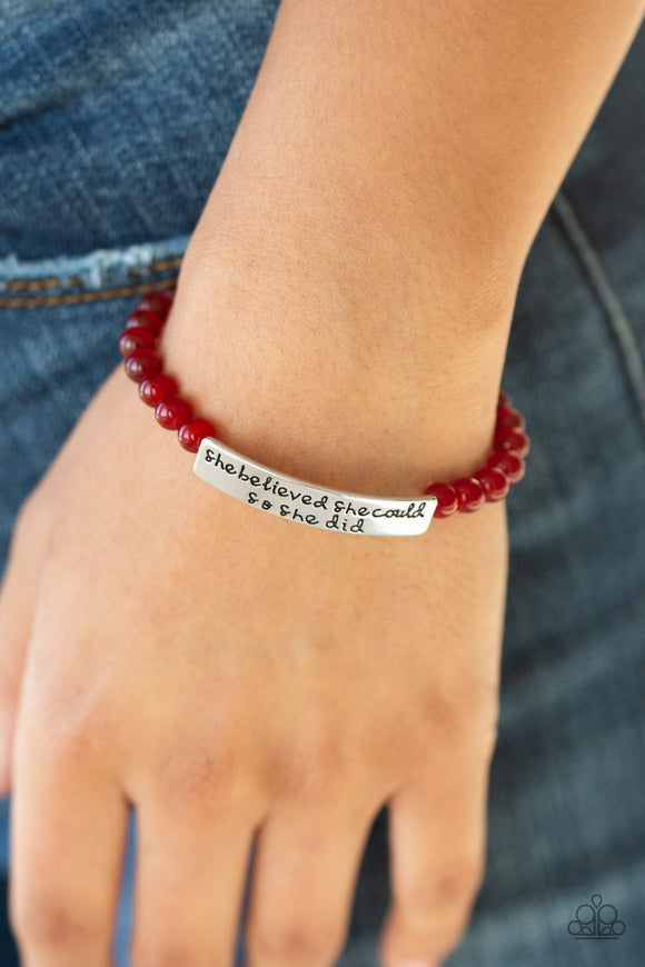 So She Did - Red Paparazzi Bracelet