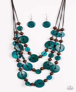 South Beach Summer - Blue Wood Paparazzi Necklace