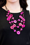 South Beach Summer - Pink Wood Paparazzi Necklace