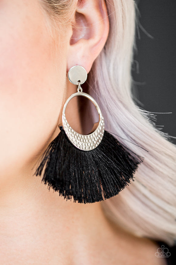 Spartan Spirit - Black Fringe Paparazzi Earrings