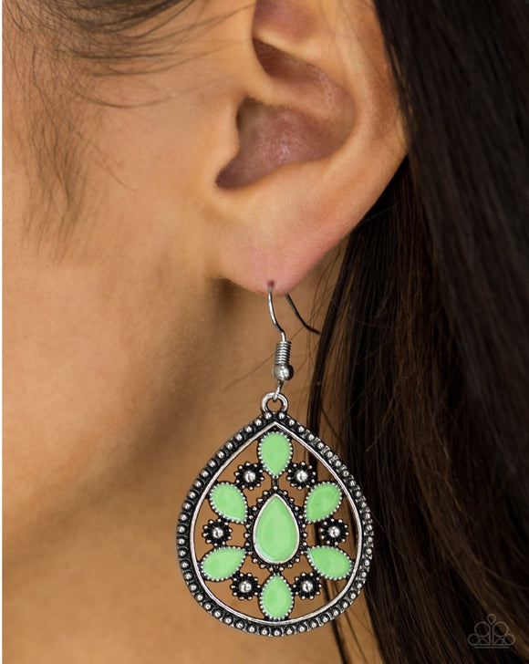 Spring Arrival - Green Paparazzi Earrings