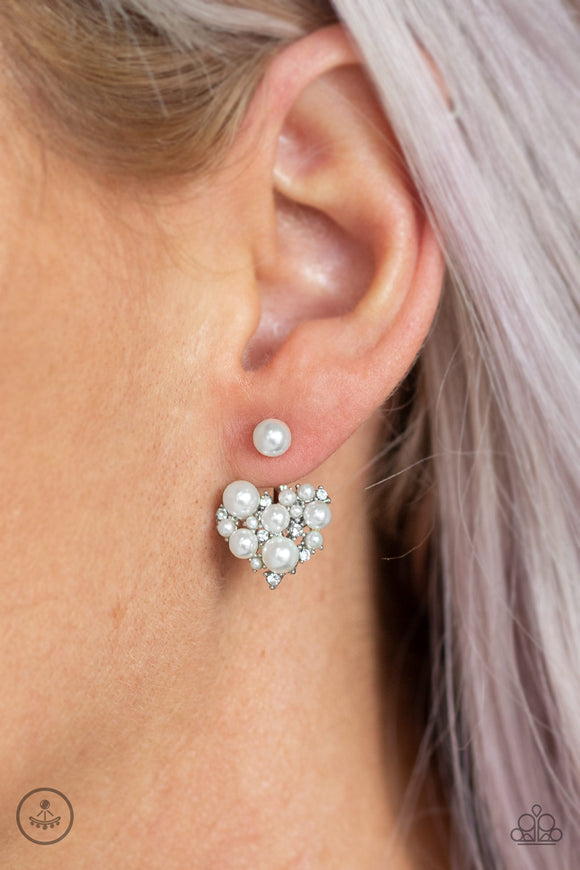 Star-Studded Success - White Paparazzi Earrings