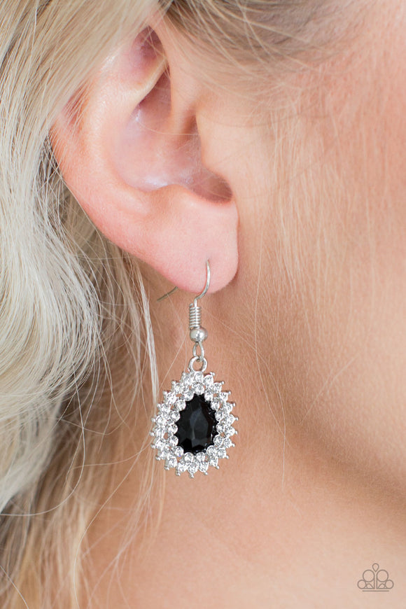 Star Crossed Starlet - Black Bling Paparazzi Earrings