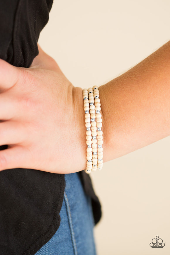 Stone Paradise - White Paparazzi Bracelet