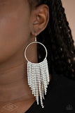 Streamlined Shimmer- White Bling Paparazzi Earrings