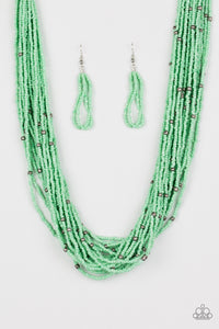 Summer Samba - Green Seed Bead Paparazzi Necklace