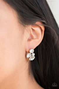 Super Superstar - White Bling Paparazzi Earrings