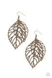 Take It or LEAF It - Brass Paparazzi Earrings