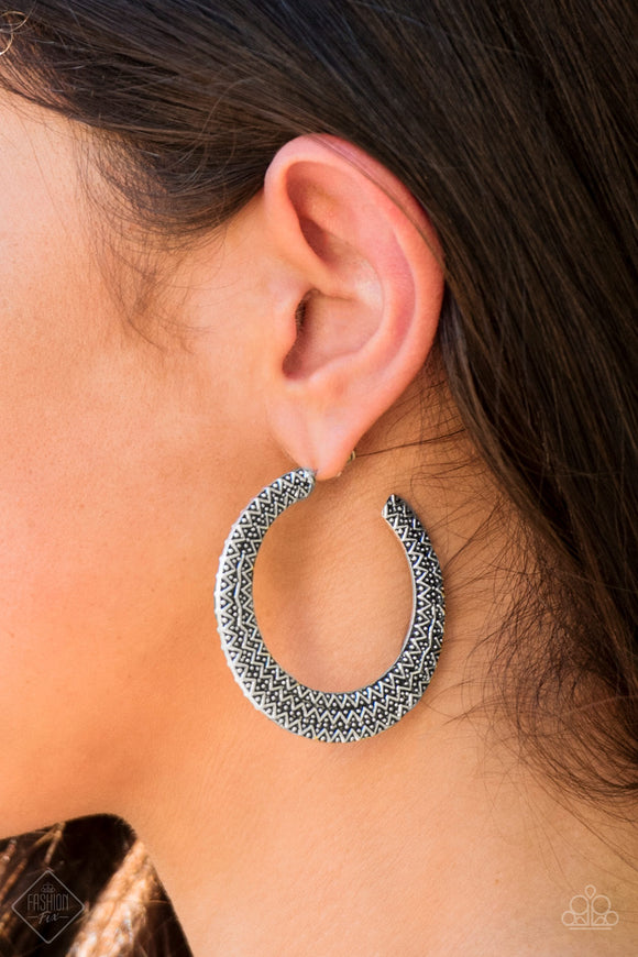 Talk About Texture - Silver Paparazzi Earrings