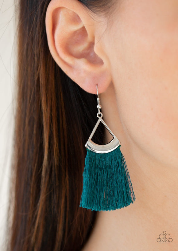 Tassel Tuesdays - Blue Fringe Paparazzi Earrings