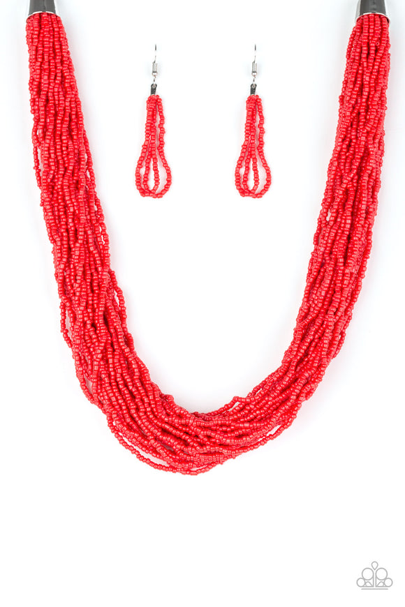 The Show Must Congo On - Red Seed Bead Paparazzi Necklace