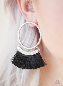 This Is Sparta - Black Fringe Paparazzi Earrings