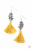 Tiki Tassel - Yellow Tassel Paparazzi Earrings