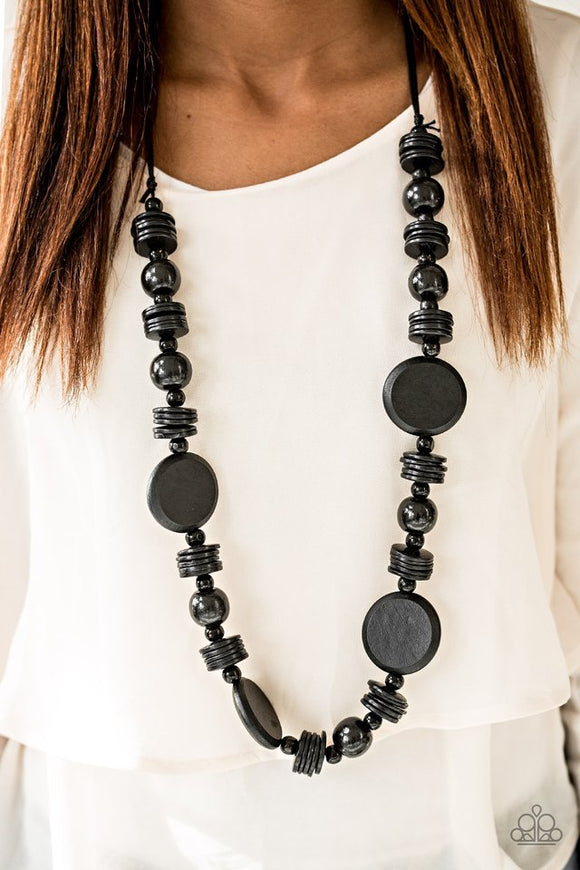 Tiki Tonga - Black Wood Paparazzi Necklace