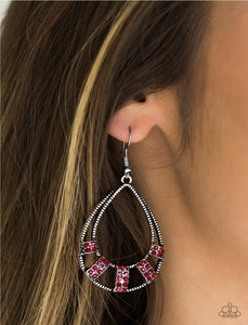 Trillion Dollar Teardrops - Red Paparazzi Earrings