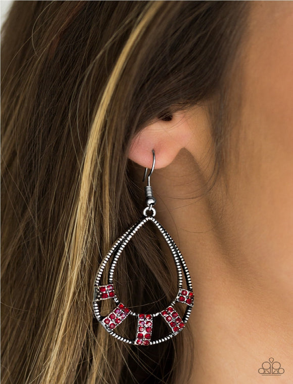 Trillion Dollar Teardrops - Red Paparazzi Earrings