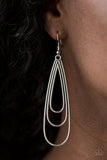 Triple Ripple - Silver Paparazzi Earrings